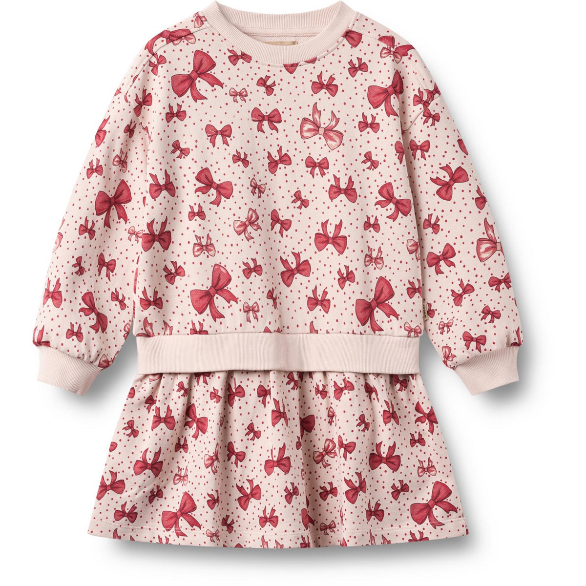 Wheat Almond Peach Bows Sweat Kjole L/S Maggie