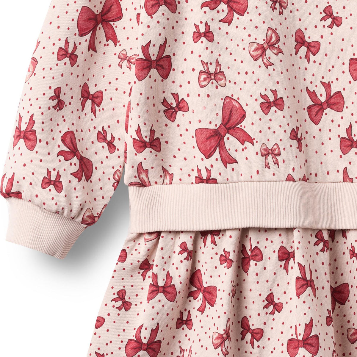 Wheat Almond Peach Bows Sweat Kjole L/S Maggie