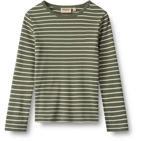 Wheat Dark Green Stripe Bluse Stig