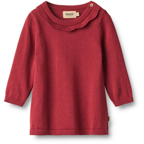 Wheat Red Cherry Strik Kjole L/S Nannie