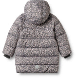 Wheat Dark Charcoal Flowers Puffer Frakke Yrsa