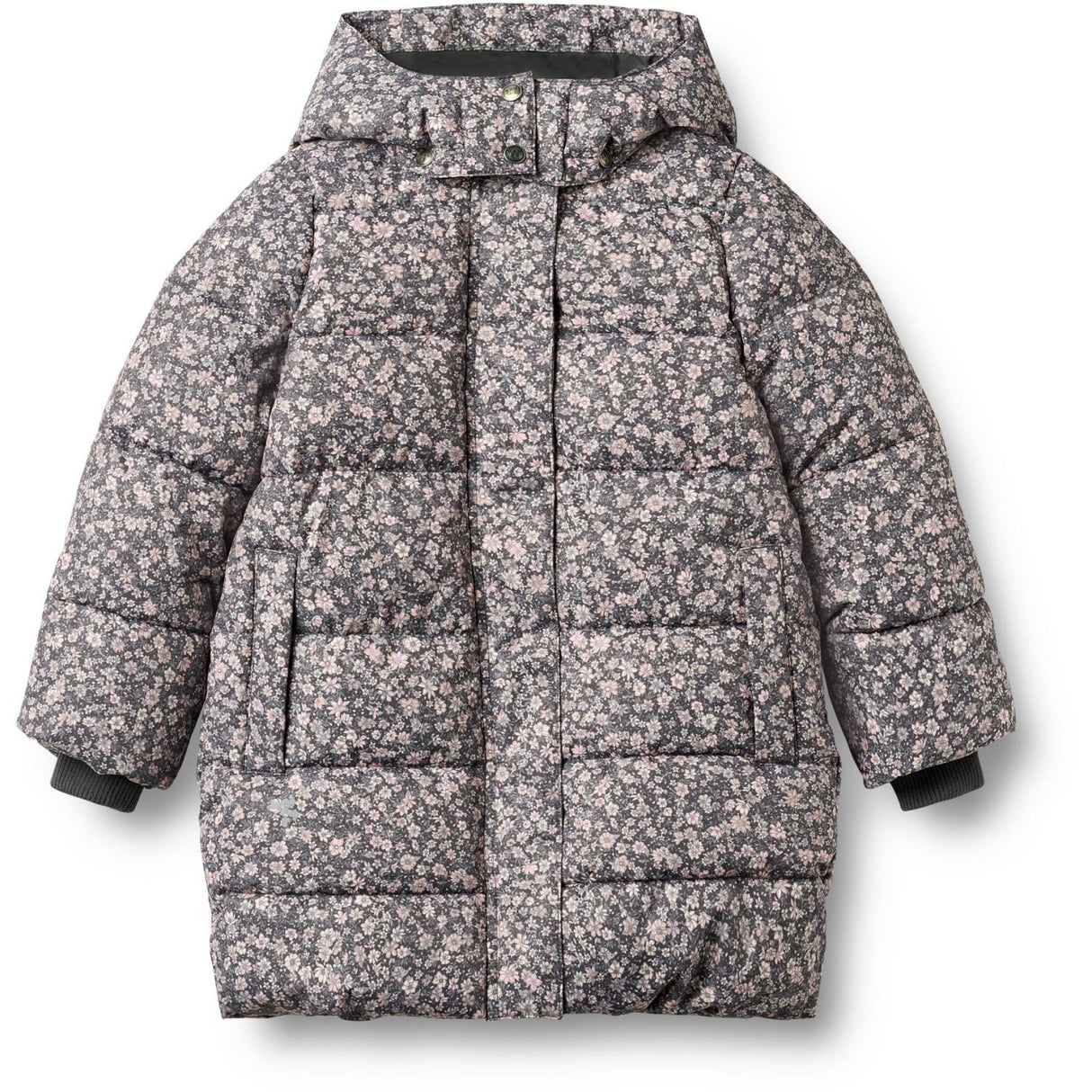 Wheat Dark Charcoal Flowers Puffer Frakke Yrsa