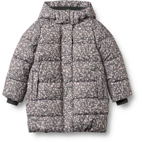Wheat Dark Charcoal Flowers Puffer Frakke Yrsa