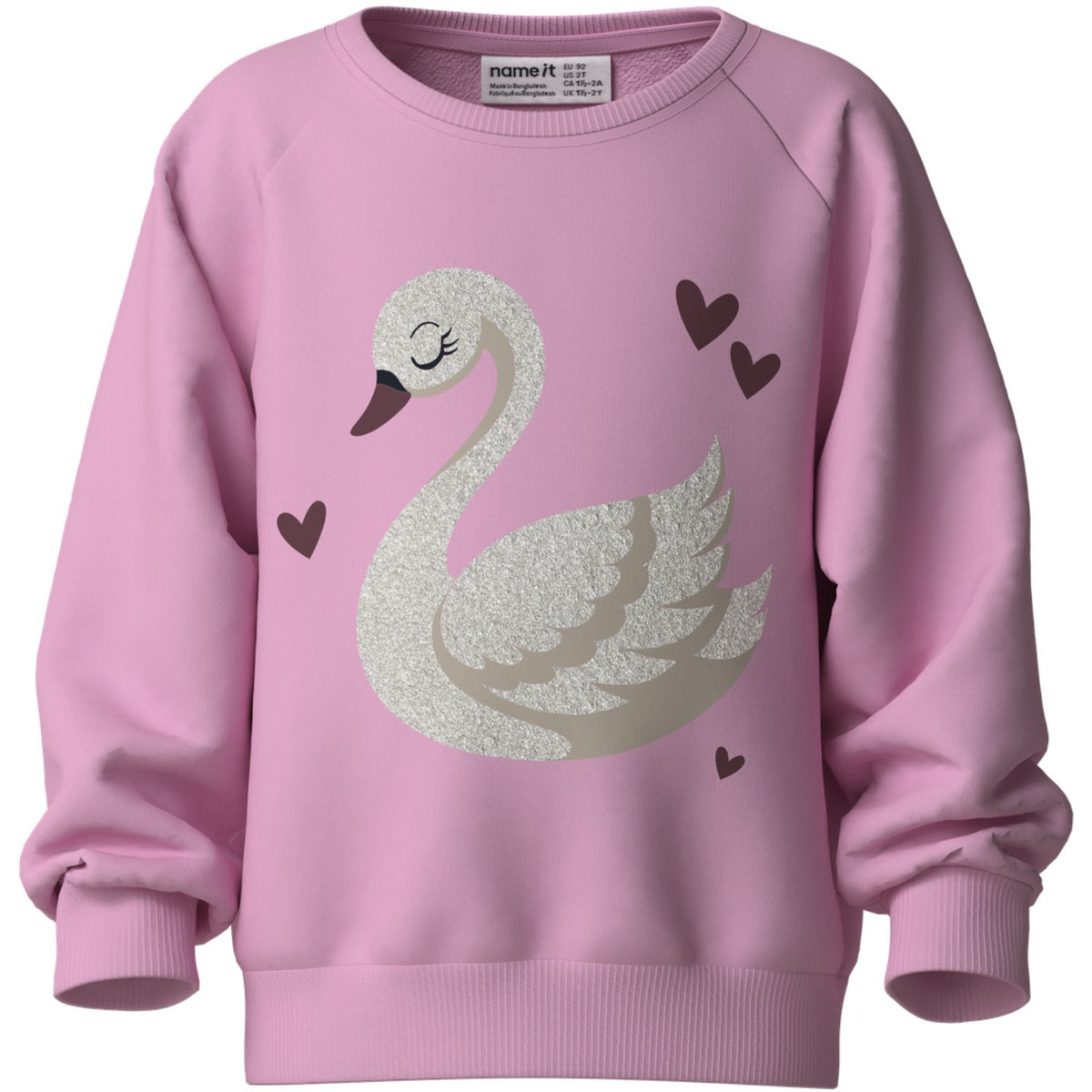 Name It Full Blooming Pink Swan Nmfvenus Ls Nreg Sweat Bru