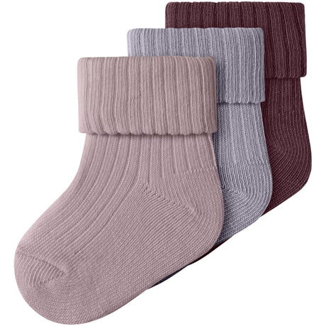 Name It Mauve Shadows Nbfnobba 3-Pak Strømper