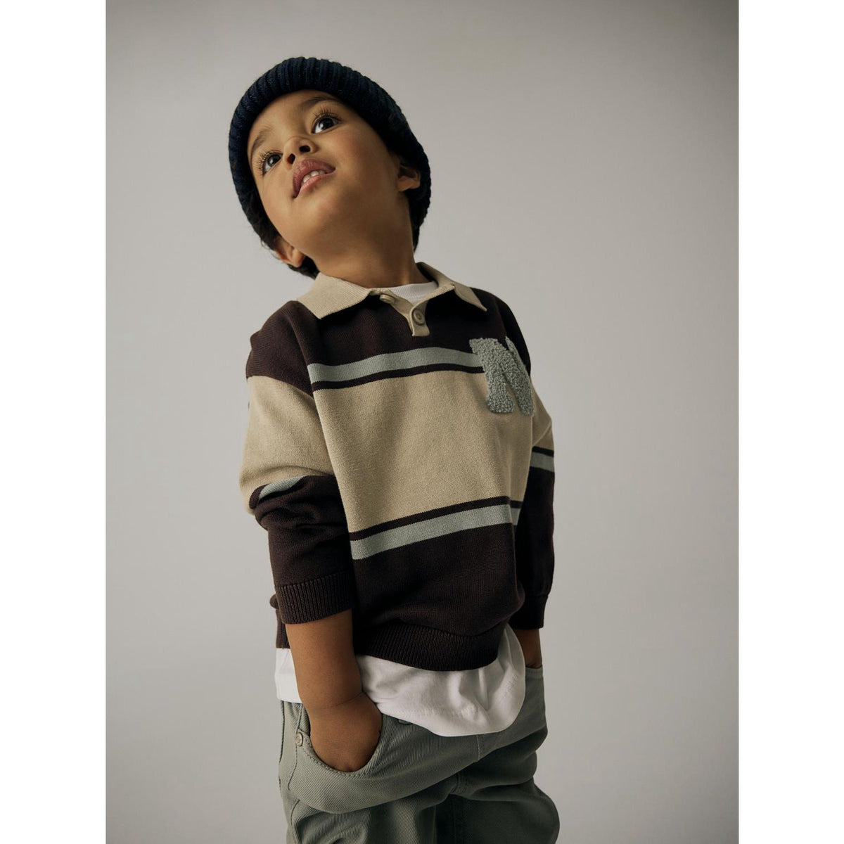 Name It Chocolate Plum With N Nmmral Ls Strik Polo