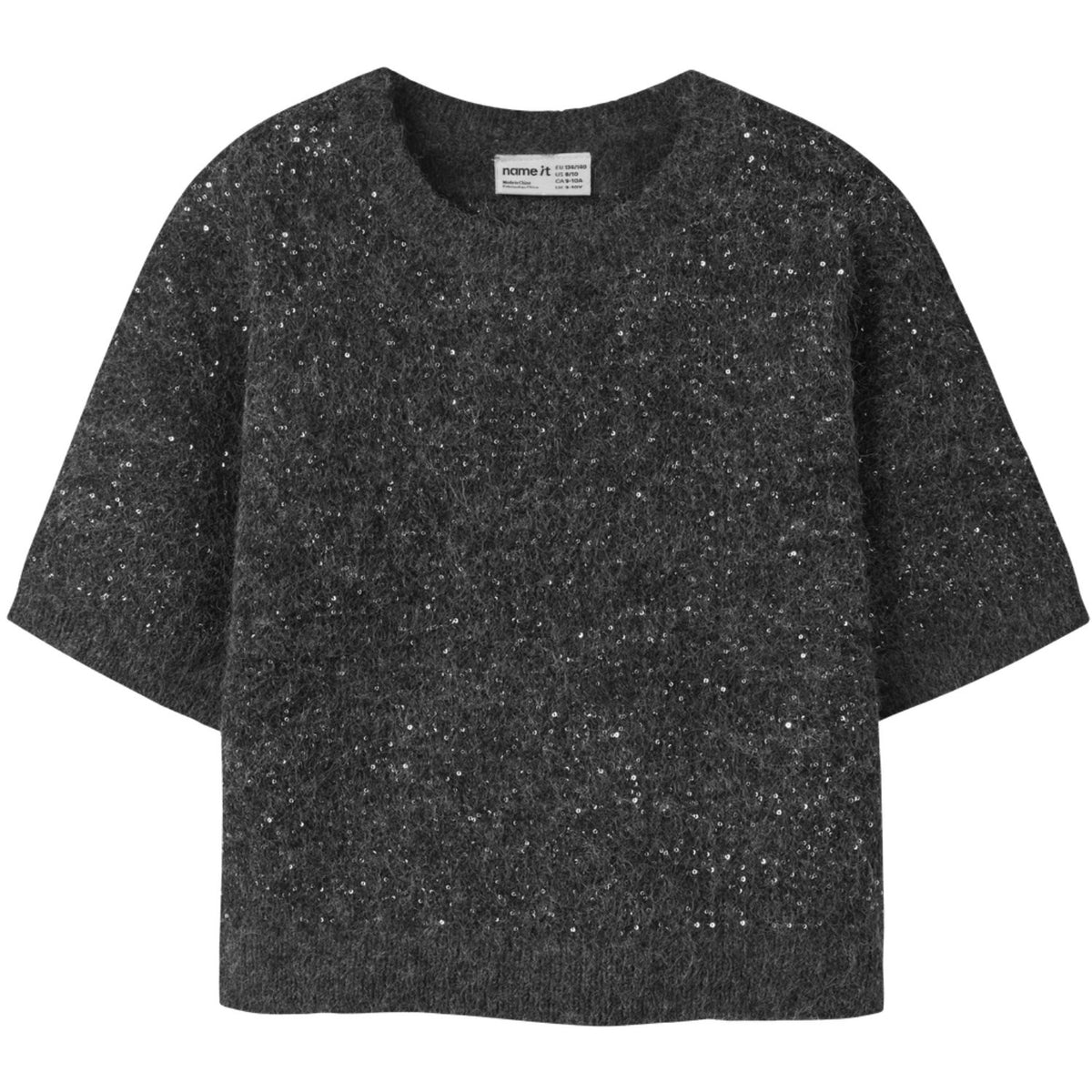 Name It Black Nkfriaglitter Ss Strik Top