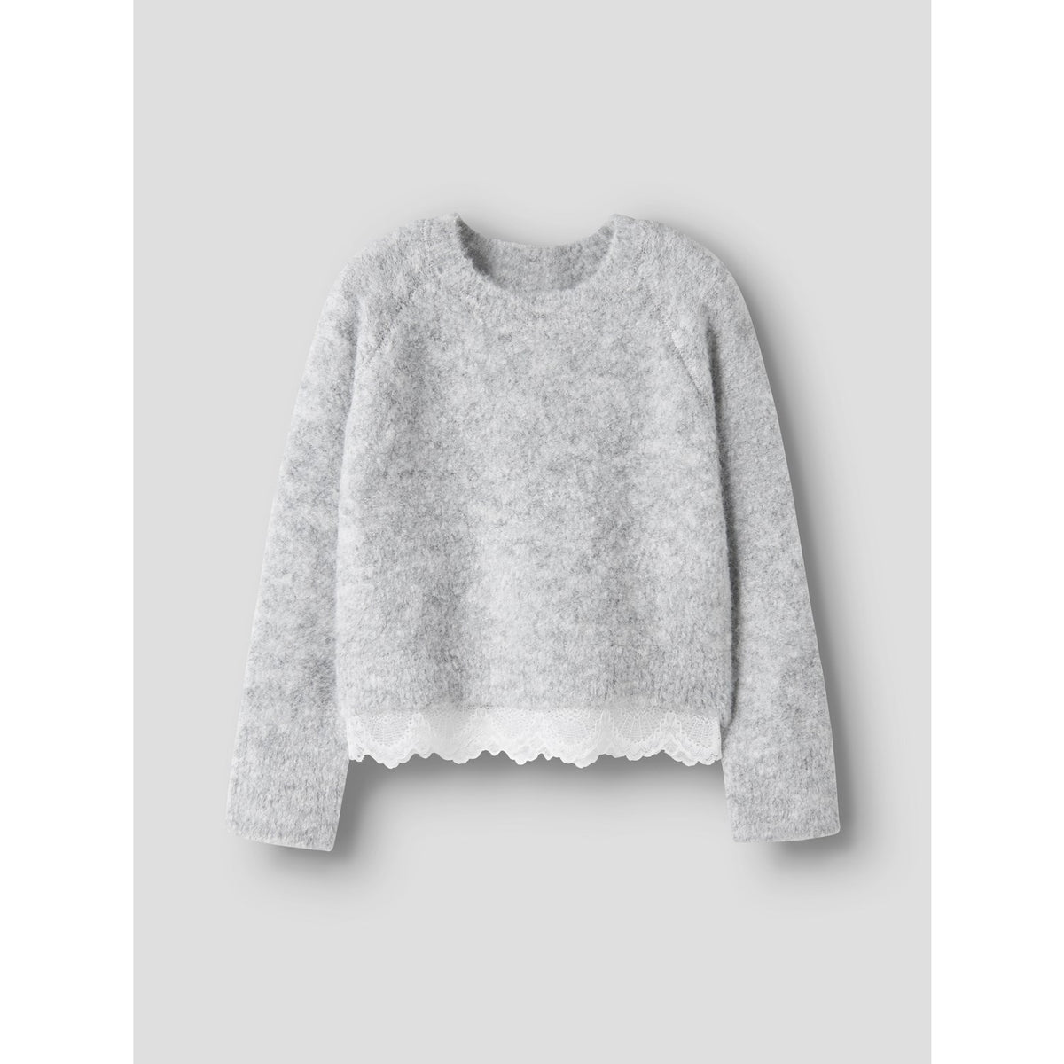Name It Light Grey Melange Nkfsacha Ls Loose Strik