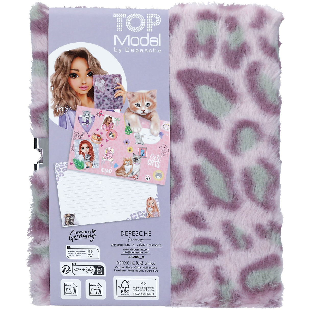 TOPModel Cosy Cat Dagbog Med Lås Lilac
