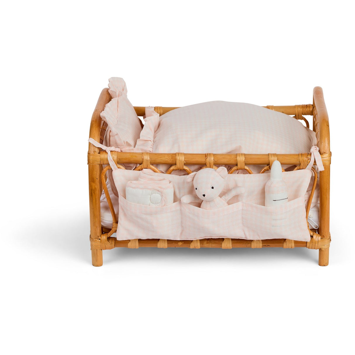 Smallstuff Delicate Rose Gingham Opbevaring Med Accessories Til Dukkeseng