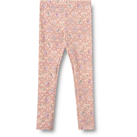 Wheat Magenta Heart Flowers 2 Leggings Jules