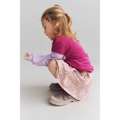 Wheat Magenta Heart Flowers Jersey Kjole S/S Anna