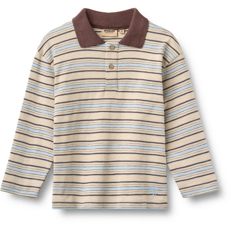 Wheat Multi Blue Stripe Polo Skjorte L/S Fred