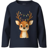Name It Navy Blazer Reindeer Lights Nmfvosmas Ls Nreg Top