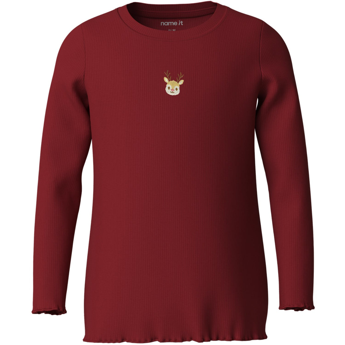 Name It Red Dahlia Reindeer Nmfvivemmas Ls Slim Top