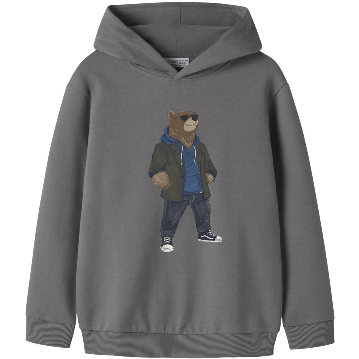 Name It Charcoal Gray Nkmruz Ls Nreg Sweat Wh Bru Æske