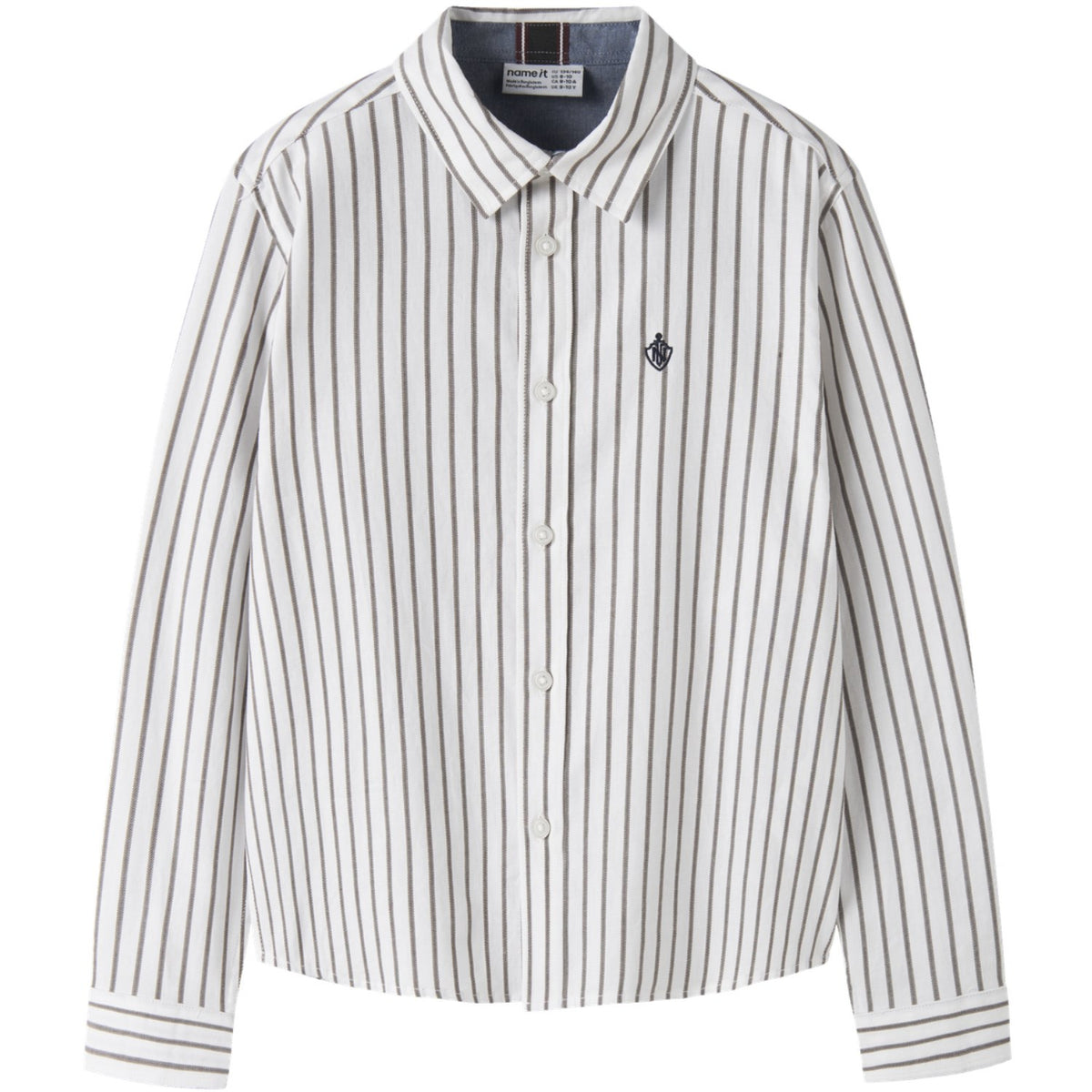 Name It Bright White Nkmralum Ls Nreg Stripe Skjorte Box