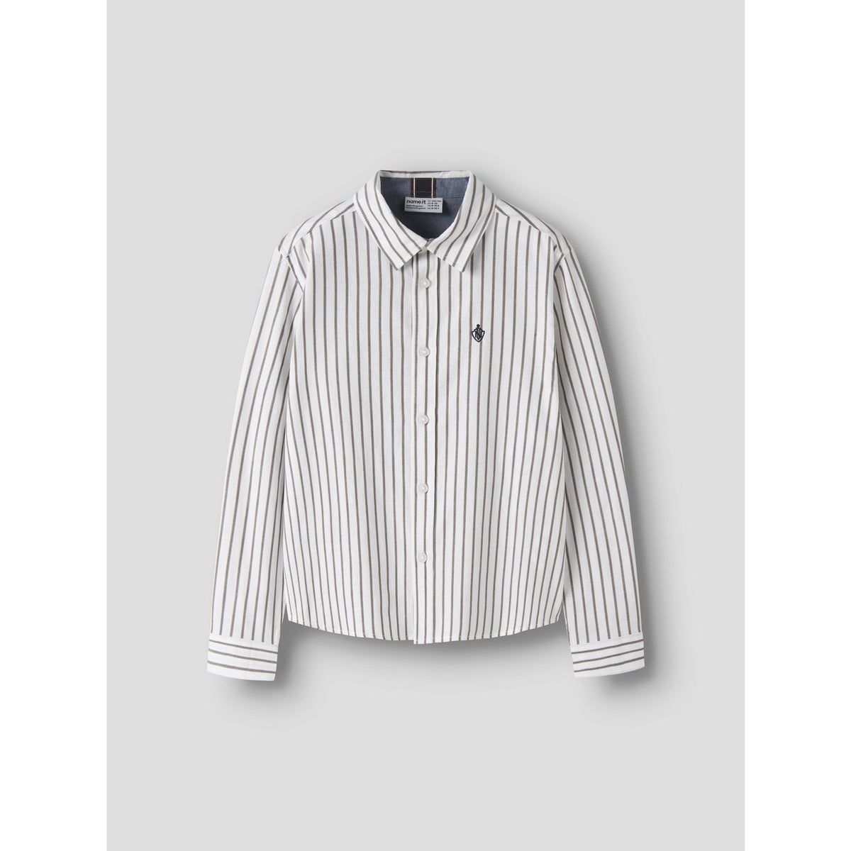 Name It Bright White Nkmralum Ls Nreg Stripe Skjorte Box