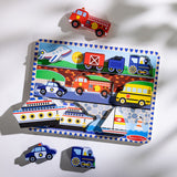 Melissa & Doug Multifarvet Puslespil - Chunky Brikker - Køretøjer