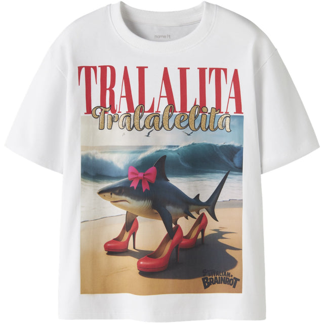 Name It Bright White Nkfadessa Brainr Ss Nreg Top Lnoos Vde