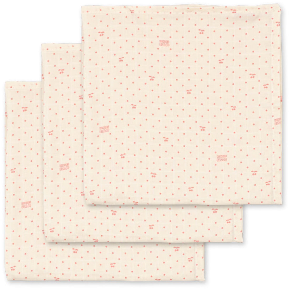 Konges Sløjd Cherry Dot 3 Pak Muslin Cloth Gots