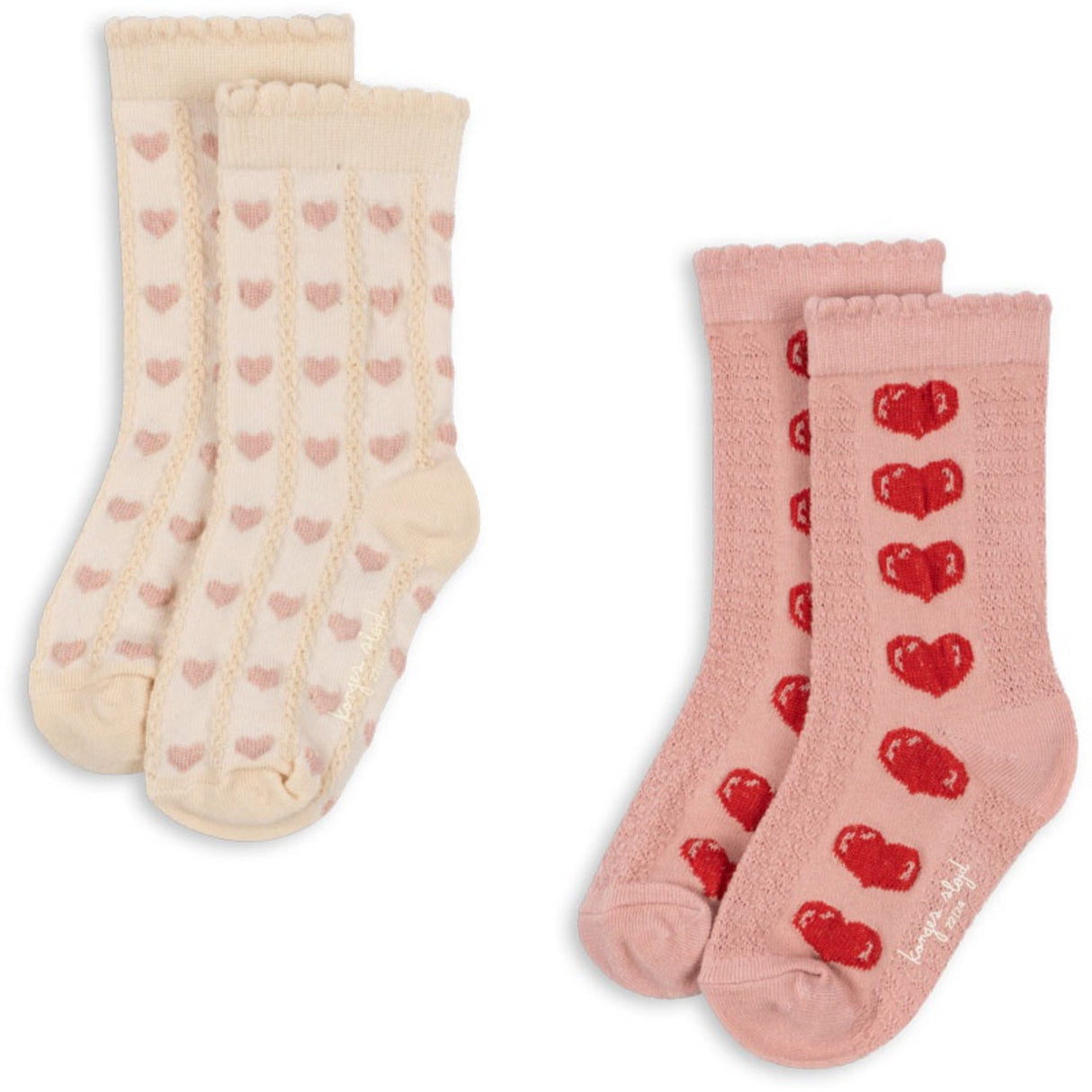 Konges Sløjd Heart Mix 2 Pak Heart Jaquard Strømper