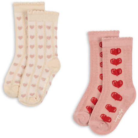 Konges Sløjd Heart Mix 2 Pak Heart Jaquard Strømper