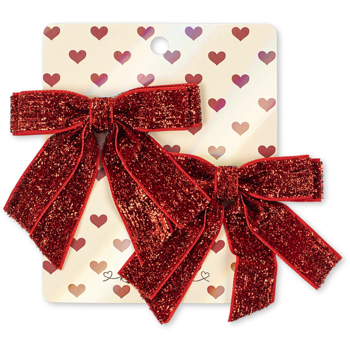 Konges Sløjd Red Glitter 2 Pak Fløjl Dobbelt Sløjfe Hair Clips