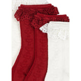 Konges Sløjd Red/Off White 2 Pak Pointelle Flæse Strømper
