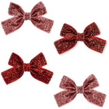 Konges Sløjd Red Glitter/ Rose Glitter 4 Pak Micki Sløjfe Hair Clips
