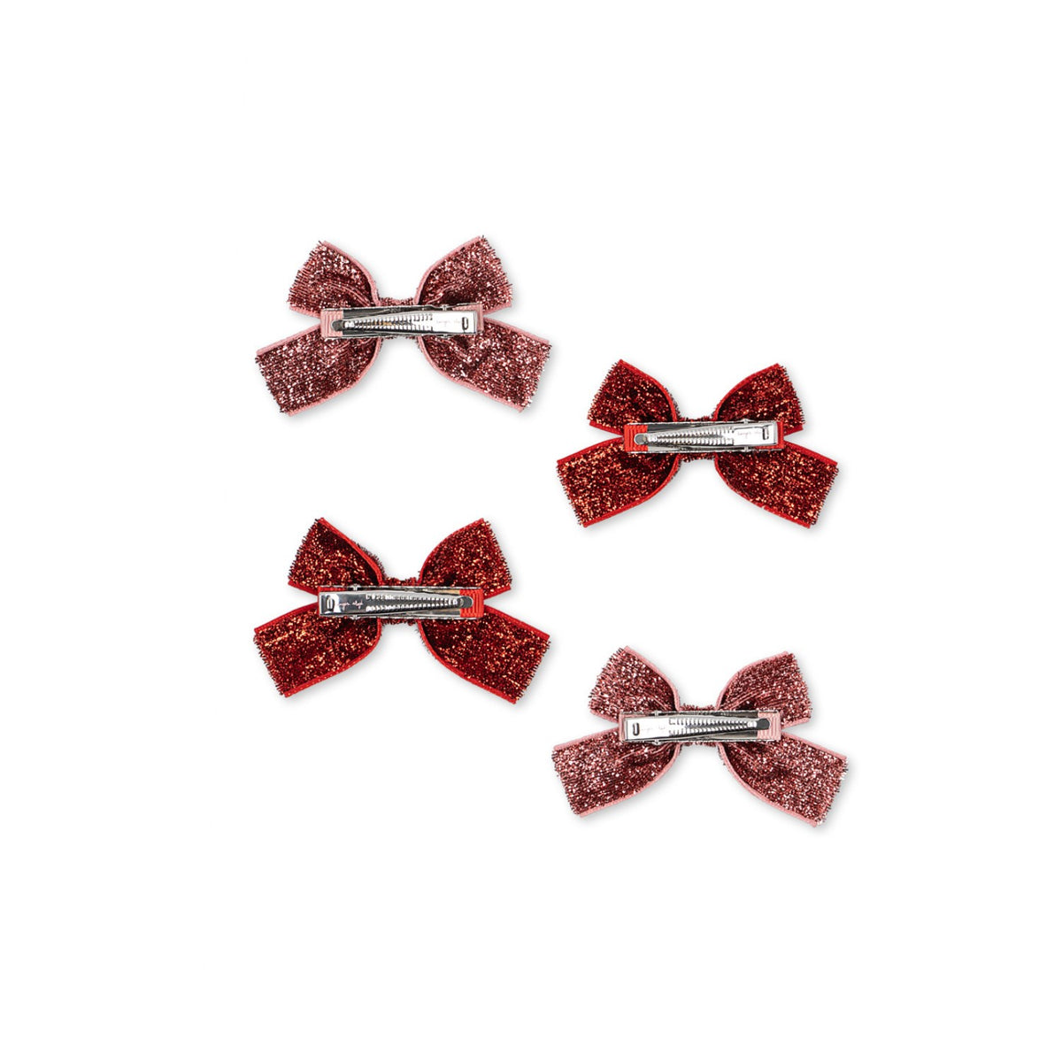 Konges Sløjd Red Glitter/ Rose Glitter 4 Pak Micki Sløjfe Hair Clips