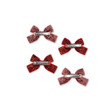 Konges Sløjd Red Glitter/ Rose Glitter 4 Pak Micki Sløjfe Hair Clips