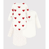 Petit Bateau Hearts/White Langærmet Body 3-Pak
