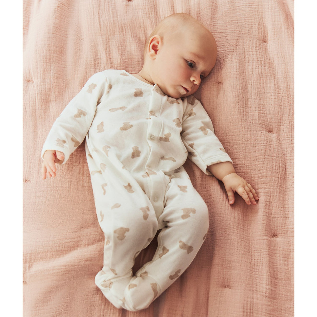 Petit Bateau MARSHMALLOW/BRUN Sleepsuit