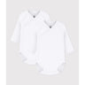 Petit Bateau White Langærmet Body 3-Pak