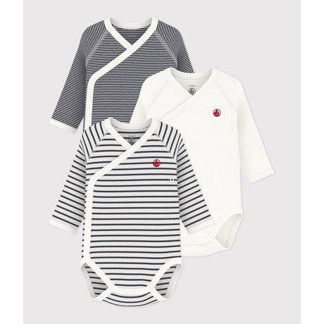 Petit Bateau Navy/White 3-Pak Langærmet Body