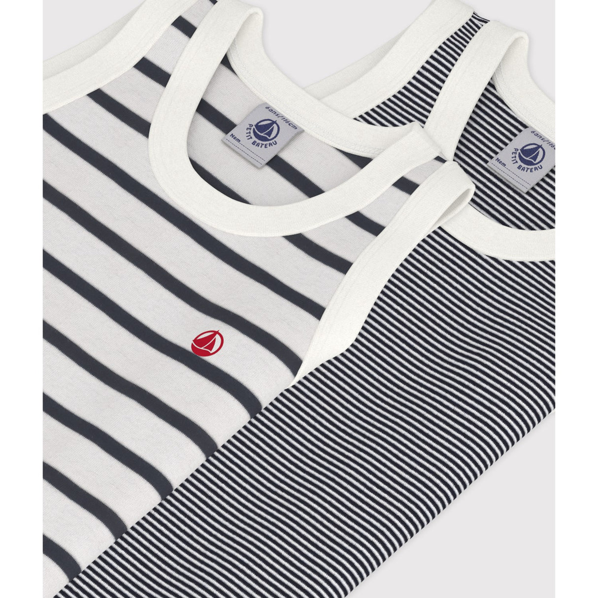 Petit Bateau Navy Stripe Undertrøje 2-Pak