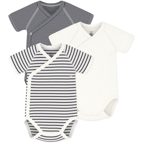 Petit Bateau Navy Stripe Kortærmet Body 3-Pak