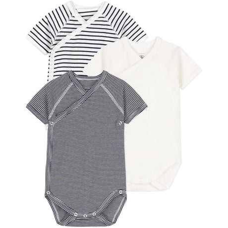 Petit Bateau Navy Stripe Kortærmet Body 3-Pak