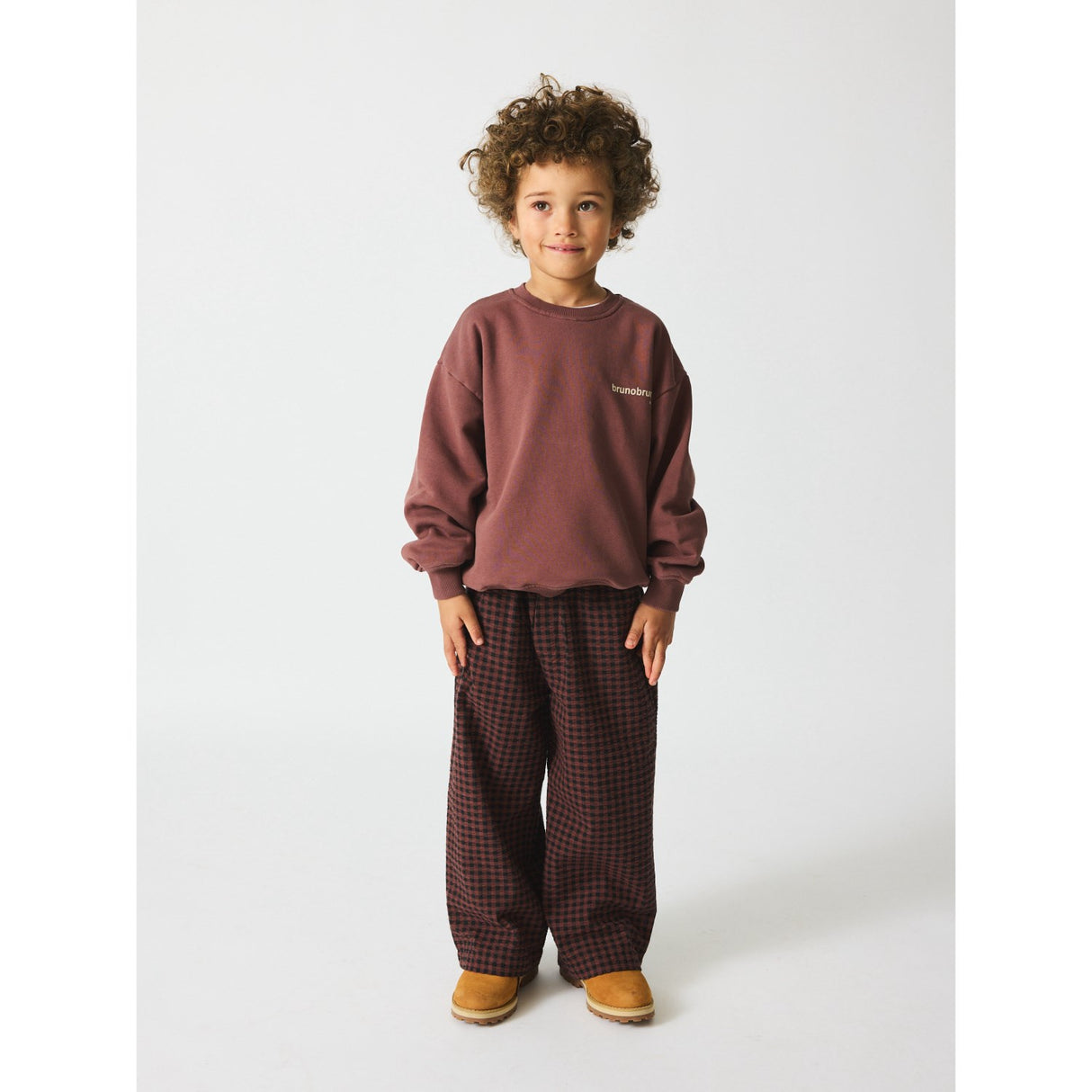 brunobruno nation Marron Plum Check Francis Seersucker Bukser