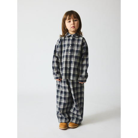 brunobruno nation Mood Indigo Blue Check Virgil Navy Check Skjorte