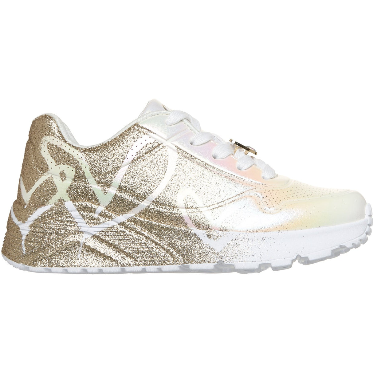 Skechers White Uno Lite - Heartdust Forever