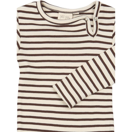 Petit Piao Chestnut Striped Ppsky L_S Buksedragt