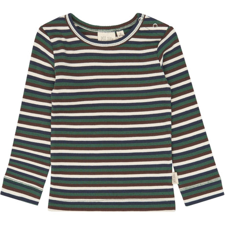 Petit Piao Trekking Green Multistriped Ppsong Bluse