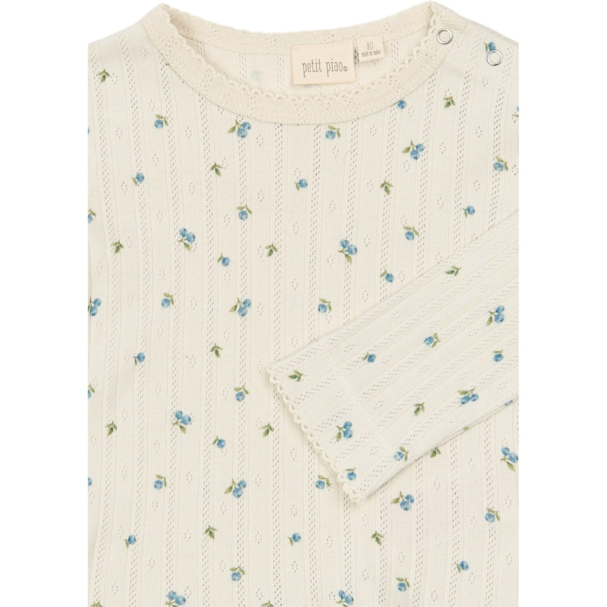 Petit Piao Eggnog Blueberry Aop Ppgracie L_S Pointelle Tee