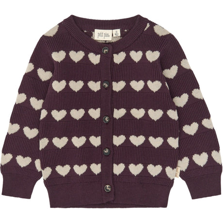 Petit Piao Huckleberry Heart Aop Ppelia Strik Cardigan