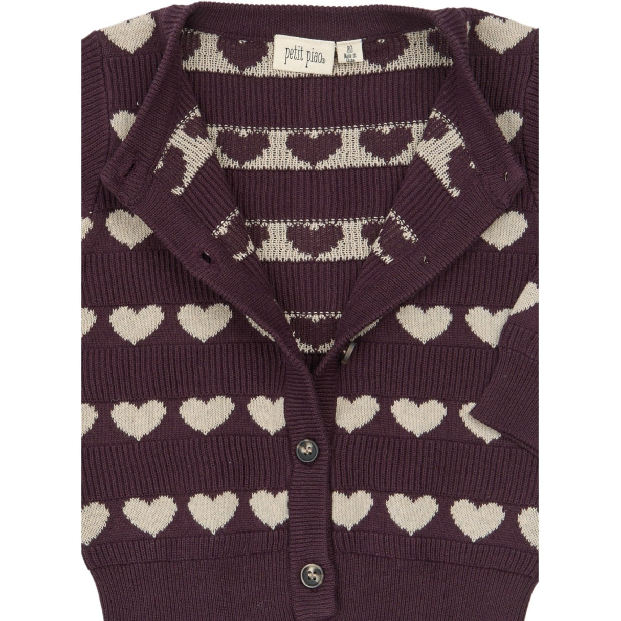 Petit Piao Huckleberry Heart Aop Ppelia Strik Cardigan