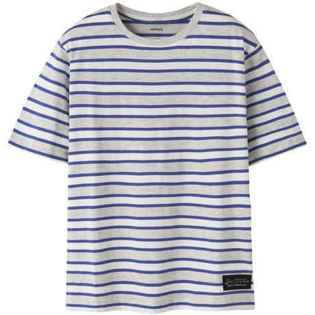 Name It Light Grey Melange Deep Ultramarine Nkmkristian Ss Nreg Top Pb