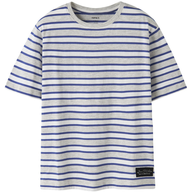 Name It Light Grey Melange Deep Ultramarine Nkmkristian Ss Nreg Top Pb