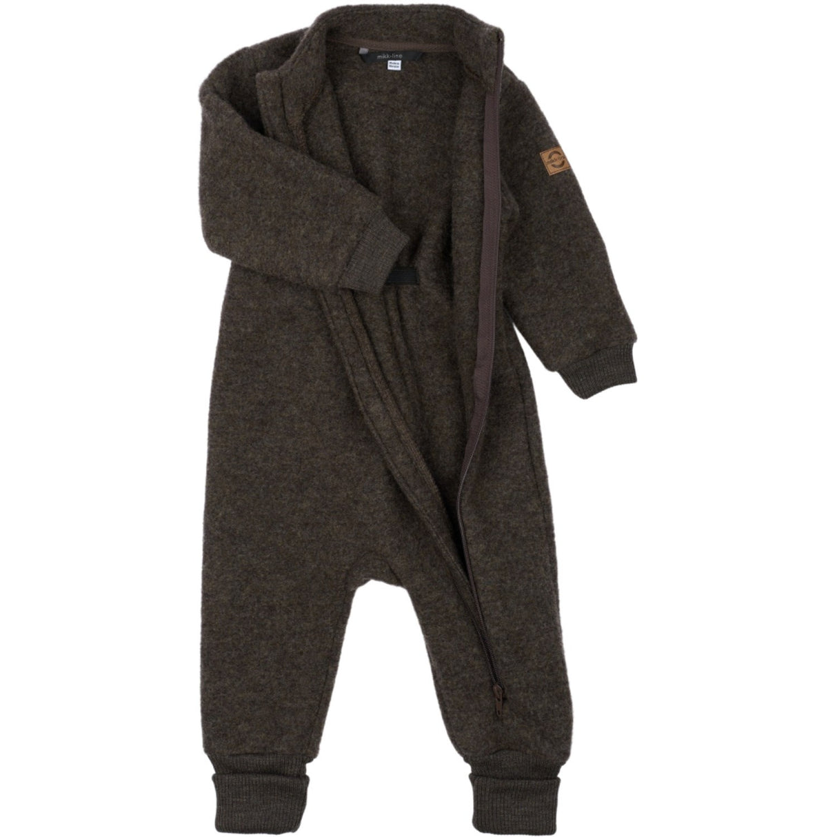 Mikk-Line Dark Brown Melange Uld Dragt Med Rib